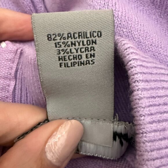 Vintage 90s Designers Originals SOFT Lilac Mock-Neck Sweater | Size L - Picture 7 of 7